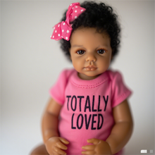Load image into Gallery viewer, Lifelike Open Eyed Reborn Baby Girl &quot;Loulou&quot; w/ Implanted Afro Hair - 20in/50cm Full Limb Vinyl Doll, Realistic Hand Painted
