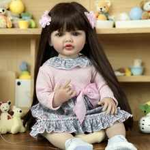 Load image into Gallery viewer, Full Silicone Reborn Baby Doll &quot;Betty&quot; - 22-Inch Realistic Girl Doll with Beautiful Blue Eyes, Removable Wig &amp; Delicate Hand-Painting, Includes Gift Box

