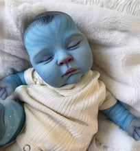 画像をギャラリービューアに読み込む, 20&quot; Glowing Avatar Baby Doll Peaches - Fantasy Blue Skin w/ Hand-Painted Hair &amp; Light-Up Body | 3D Closed Eyes Fabric Doll (50cm Magical Gift)
