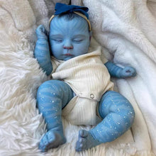 画像をギャラリービューアに読み込む, 20&quot; Glowing Avatar Baby Doll Peaches - Fantasy Blue Skin w/ Hand-Painted Hair &amp; Light-Up Body | 3D Closed Eyes Fabric Doll (50cm Magical Gift)
