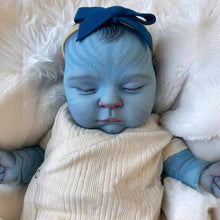 画像をギャラリービューアに読み込む, 20&quot; Glowing Avatar Baby Doll Peaches - Fantasy Blue Skin w/ Hand-Painted Hair &amp; Light-Up Body | 3D Closed Eyes Fabric Doll (50cm Magical Gift)
