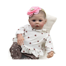 Load image into Gallery viewer, 48cm Realistic Reborn Baby Girl &quot;Meadow&quot; - Cloth Body with Realistic Silicone Head, Arms &amp; Legs, Hand-Painted Hair, Blue Eyes, Includes Outfit &amp; Gift Box
