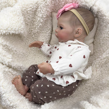 Load image into Gallery viewer, 48cm Realistic Reborn Baby Girl &quot;Meadow&quot; - Cloth Body with Realistic Silicone Head, Arms &amp; Legs, Hand-Painted Hair, Blue Eyes, Includes Outfit &amp; Gift Box
