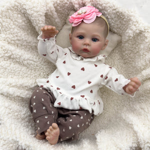 48cm Realistic Reborn Baby Girl "Meadow" - Cloth Body with Realistic Silicone Head, Arms & Legs, Hand-Painted Hair, Blue Eyes, Includes Outfit & Gift Box