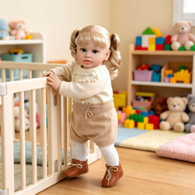 Load image into Gallery viewer, Pinky Reborn Huge Size 26 inch 68 cm Reborn Baby Dolls Newborn Toddler Doll Silicone Babies Lifelike Baby Girl with Long Hair Pippa Realistic Baby Doll Real Size White Clothes for Children
