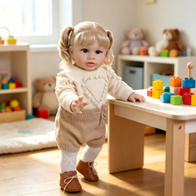 Load image into Gallery viewer, Pinky Reborn Huge Size 26 inch 68 cm Reborn Baby Dolls Newborn Toddler Doll Silicone Babies Lifelike Baby Girl with Long Hair Pippa Realistic Baby Doll Real Size White Clothes for Children
