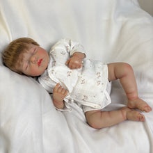 Carica l'immagine nel visualizzatore di Gallery, 20" / 50cm Realistic Sleeping Baby Doll "LOULOU" – Fine Hand-Painted Details, Soft Rooted Hair &amp; Full Limbs (Customizable: Cloth or Full Vinyl, Boy or Girl) – Cozy Muslin Outfit
