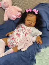 Load image into Gallery viewer, Pinky Reborn 19 inch Reborn Baby Doll American-Africa Newborn Sleepping Dolls with Rooted Black Hair Realistic Face Plush Body Collectible Doll Gifts For Kids

