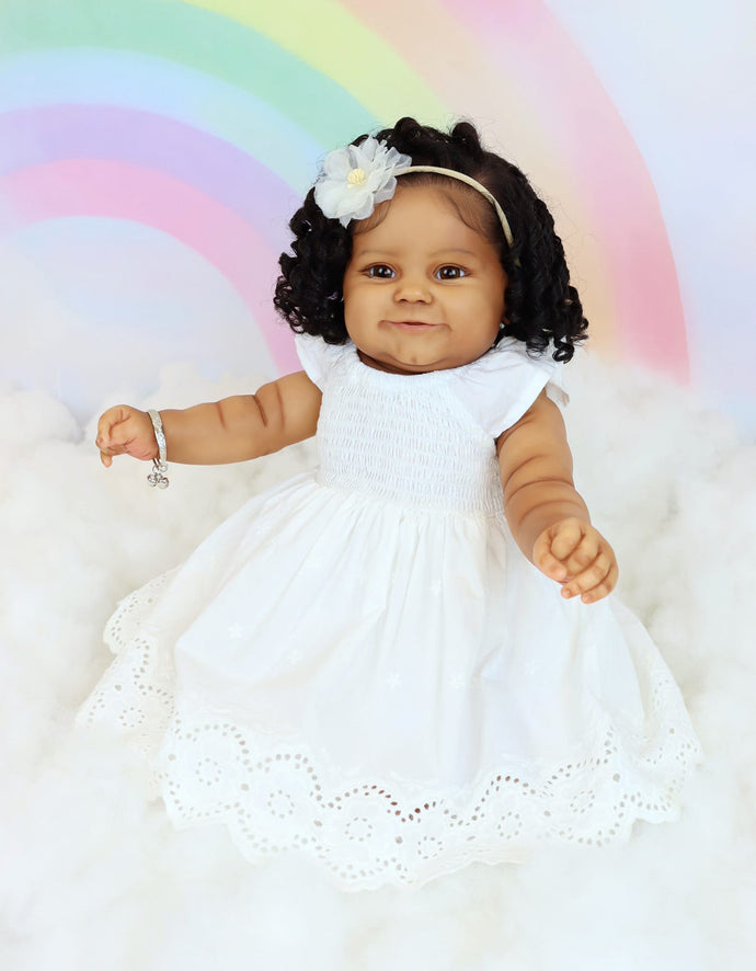 24 Inch Adorable Lifelike Reborn Toddler Doll Black African American Baby Dolls Cuddly Realistic Newborn Baby Doll Girls Gift