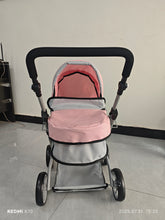 Carregar imagem no visualizador da galeria, Baby Doll Stroller Pram Adjustable Hood Pushchair Lightweight Foldable Buggy Style for Dolls Up to 55cm (22&quot;) Includes Storage Basket Shoulder Bag Gift for Girls Ages 3+

