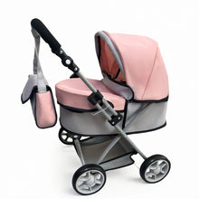 Carregar imagem no visualizador da galeria, Baby Doll Stroller Pram Adjustable Hood Pushchair Lightweight Foldable Buggy Style for Dolls Up to 55cm (22&quot;) Includes Storage Basket Shoulder Bag Gift for Girls Ages 3+
