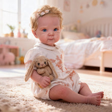 Load image into Gallery viewer, 18 Inch Custom Reborn Baby Doll Bettie with Blonde Hair and Blue Eyes Soft Body with Poseable Arms and Legs Gift Set with Magnetic Pacifier Bottle Diaper and Birth Certificate
