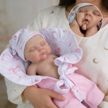 Load image into Gallery viewer, PINKY REBORN Peaches | 12-Inch Solid Silicone Reborn Baby Girl Doll | Ultra-Realistic Sleeping Newborn with Pink Swaddle Blanket | Premium Collector's Doll
