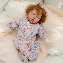 Load image into Gallery viewer, Realistic 19 Inch Baby Doll with Red Hair &amp; Pacifier - Soft Cloth Body, Printed Long Sleeve Footie Pajamas, Sleeping Eyes
