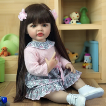 Load image into Gallery viewer, Full Silicone Reborn Baby Doll &quot;Betty&quot; - 22-Inch Realistic Girl Doll with Beautiful Blue Eyes, Removable Wig &amp; Delicate Hand-Painting, Includes Gift Box
