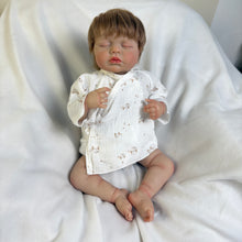 Carica l'immagine nel visualizzatore di Gallery, 20" / 50cm Realistic Sleeping Baby Doll "LOULOU" – Fine Hand-Painted Details, Soft Rooted Hair &amp; Full Limbs (Customizable: Cloth or Full Vinyl, Boy or Girl) – Cozy Muslin Outfit
