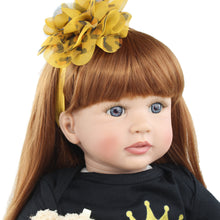 Load image into Gallery viewer, Pinky Reborn 24 Inch Human Hair Wig Baby Dolls Black Skirts Realistic Baby Toy Sets Birthday Surprise Present Box
