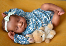 Carregar imagem no visualizador da galeria, 19 inch Sleeping Lifelike Reborn Baby Dolls Levi Black Skin African American Realistic Cuddly Newborn Baby Dolls Girl Gift
