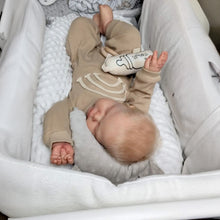 Load image into Gallery viewer, 19-Inch &quot;Pickle&quot; Reborn Baby Doll with Blonde Hair - Soft Body Eyes Closed, Wearable Khaki Onesie, Cuddly &amp; Realistic Collectible
