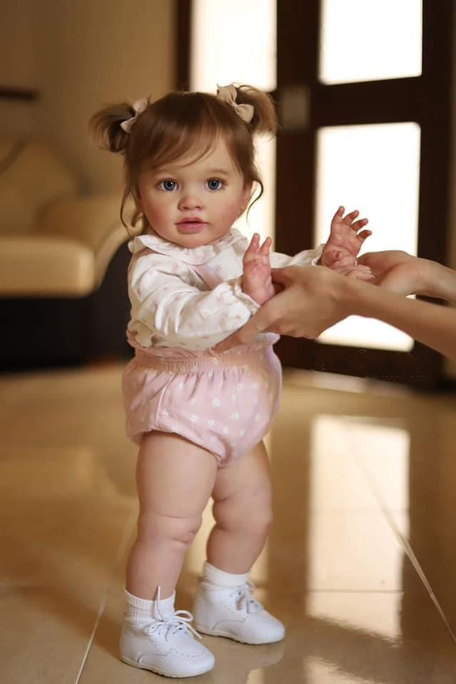 Big Size Reborn Baby Dolls That Look Real 26 Inch Reborn Toddler Straight Legs Realistic Baby Dolls Girl Chubby Body Silicone Newborn Babies Poseable Art Collection Dolls Giant Birthday Gift