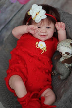 Load image into Gallery viewer, Vivienne 19inch Reborn Baby Doll with Brown Hair, Soft Body, Red Outfit - Perfect Christmas Birthday Gift
