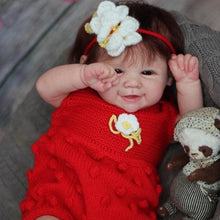 Load image into Gallery viewer, Vivienne 19inch Reborn Baby Doll with Brown Hair, Soft Body, Red Outfit - Perfect Christmas Birthday Gift
