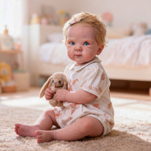Load image into Gallery viewer, 18 Inch Custom Reborn Baby Doll Bettie with Blonde Hair and Blue Eyes Soft Body with Poseable Arms and Legs Gift Set with Magnetic Pacifier Bottle Diaper and Birth Certificate
