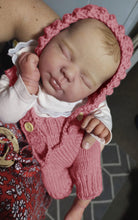 Cargar imagen en el visor de la galería, 19 inch 48cm Sleeping Reborn Baby &quot;Valentina&quot; - Hand-Rooted Hair, Cloth Body + Blush Pink Pinafore Set &amp; Bonus Companion Doll
