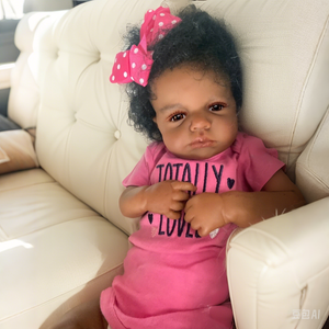 Lifelike Open Eyed Reborn Baby Girl "Loulou" w/ Implanted Afro Hair - 20in/50cm Full Limb Vinyl Doll, Realistic Hand Painted