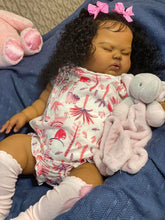 Load image into Gallery viewer, Pinky Reborn 19 inch Reborn Baby Doll American-Africa Newborn Sleepping Dolls with Rooted Black Hair Realistic Face Plush Body Collectible Doll Gifts For Kids
