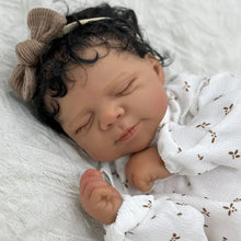 Загрузить изображение в средство просмотра галереи, Pascale African American Fashion Doll 48cm - in White Floral Peter Pan Collar Bodysuit &amp; Headband, Rooted Black Curly Hair, Cloth Body
