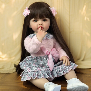 Full Silicone Reborn Baby Doll "Betty" - 22-Inch Realistic Girl Doll with Beautiful Blue Eyes, Removable Wig & Delicate Hand-Painting, Includes Gift Box