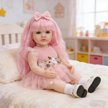 Load image into Gallery viewer, 55cm Full Vinyl Toddler Doll "Betty" with Removable Red Wig, Straight Legs &amp; Stunning Purple Eyes – Waterproof Realistic Collectible Doll
