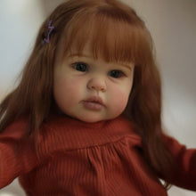 画像をギャラリービューアに読み込む, 24-Inch Realistic Reborn Baby Doll with Long Brown Hair Blue-Green Eyes | Soft Body Doll  Includes Pacifier Toddler Gift
