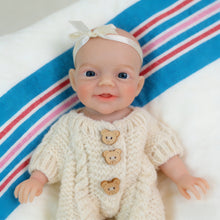 Load image into Gallery viewer, 8 inch Mouth Can Open Super Soft Solid Platinum silicone Flexible Elastic Mini Handy Baby Reborn Charlie Girl Doll
