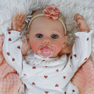 48cm Realistic Reborn Baby Girl "Meadow" - Cloth Body with Realistic Silicone Head, Arms & Legs, Hand-Painted Hair, Blue Eyes, Includes Outfit & Gift Box