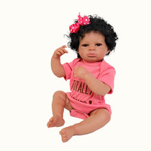 Carica l&#39;immagine nel visualizzatore di Gallery, Lanny 20&quot; Full Vinyl Reborn BabyAfrican American Doll - Hand-Rooted Black Curly Hair, Warm Brown Eyes High-Color Realism
