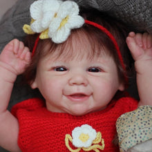 Load image into Gallery viewer, Vivienne 19inch Reborn Baby Doll with Brown Hair, Soft Body, Red Outfit - Perfect Christmas Birthday Gift
