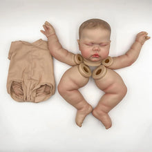 Load image into Gallery viewer, Pinky Reborn 24Inches Hand Draw Hair Already Painted Kits Realistic Reborn Baby Doll Parts with Detailed Painting Veins Lifelike Newborn Asleep Doll Kits Cloth Body Included (Kit DIY Pickle)
