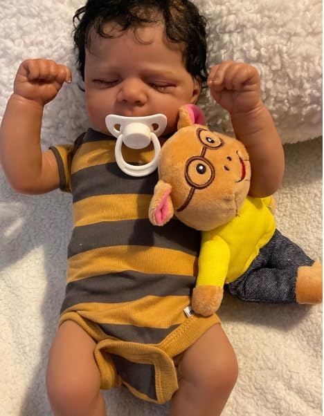 18 Inch Lifelike Sleepping Reborn Baby Dolls Cute Bee Costume Doll Soft Cloth Body Africa-American Babydolls Girl Toys Gifts