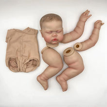 Load image into Gallery viewer, Pinky Reborn 24Inches Hand Draw Hair Already Painted Kits Realistic Reborn Baby Doll Parts with Detailed Painting Veins Lifelike Newborn Asleep Doll Kits Cloth Body Included (Kit DIY Pickle)
