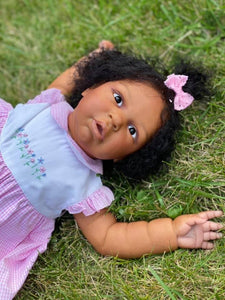 24 Inch Biracial Reborn Baby Girl Soft Body Black Skin African American Reborn Baby Doll Realistic Newborn Baby Dolls Xmas Gift for Kids