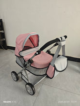 Carregar imagem no visualizador da galeria, Baby Doll Stroller Pram Adjustable Hood Pushchair Lightweight Foldable Buggy Style for Dolls Up to 55cm (22&quot;) Includes Storage Basket Shoulder Bag Gift for Girls Ages 3+
