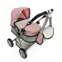 Carregar imagem no visualizador da galeria, Baby Doll Stroller Pram Adjustable Hood Pushchair Lightweight Foldable Buggy Style for Dolls Up to 55cm (22&quot;) Includes Storage Basket Shoulder Bag Gift for Girls Ages 3+
