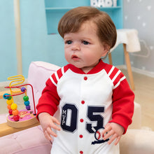 Cargar imagen en el visor de la galería, Pinky Reborn Toddler Reborn Doll Boy 24 Inch Reborn Baby Doll Silicone Baby Dolls Brown Hair with Blue Eyes Weighted Handmade Doll Toys for Children Gifts
