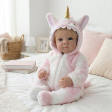 Load image into Gallery viewer, Pinky Reborn 18 Inch Lifelike Reborn Baby Girl Doll | Hand-Rooted Blonde Hair | 2 Body Choices (Soft Cloth / Full Vinyl) with Unicorn Outfit

