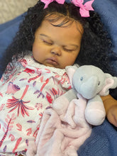 Load image into Gallery viewer, Pinky Reborn 19 inch Reborn Baby Doll American-Africa Newborn Sleepping Dolls with Rooted Black Hair Realistic Face Plush Body Collectible Doll Gifts For Kids
