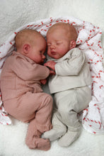 Load image into Gallery viewer, Lily &amp; Irys 19inch Twin Reborn Doll Set | Open Eye &amp; Sleeping Eye | Soft Body Hand-Painted Sister Dolls with Blue Eyes
