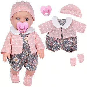 12-Inch Magnetic Pacifier & Waterproof Reborn Baby Doll - Changeable Outfits with Hat & Socks | Realistic Collectible Doll for Kids & Collectors