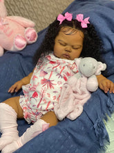 Load image into Gallery viewer, Pinky Reborn 19 inch Reborn Baby Doll American-Africa Newborn Sleepping Dolls with Rooted Black Hair Realistic Face Plush Body Collectible Doll Gifts For Kids
